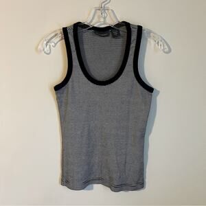 Vintage Banana Republic Navy/Cream Striped Scoop Neck Cotton Tank Top Size Small